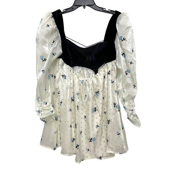 For Love & Lemons Marcella Velvet Puff Sleeve Mini Dress Small NWT - Picture 8 of 11